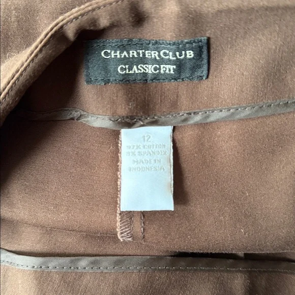 Charter Club classic fit chocolate brown pants - Picture 3 of 5
